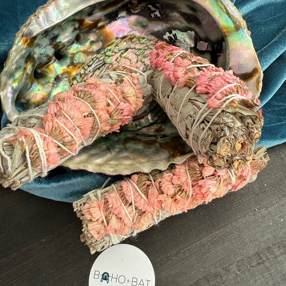 Abalone Shell (6 inches) with 3 White Sage Smudge Sticks